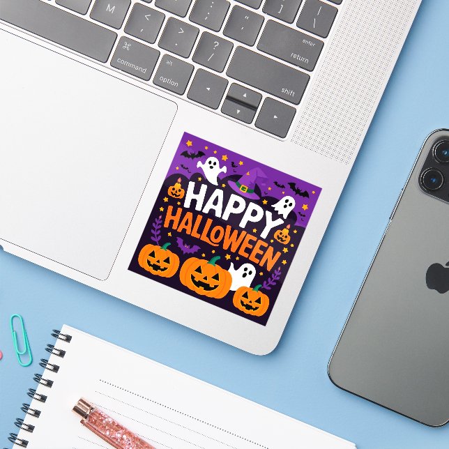 Happy halloween ghost (Laptop w/ iPhone)