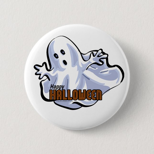 Happy Halloween Ghost 6 Cm Round Badge (Front)