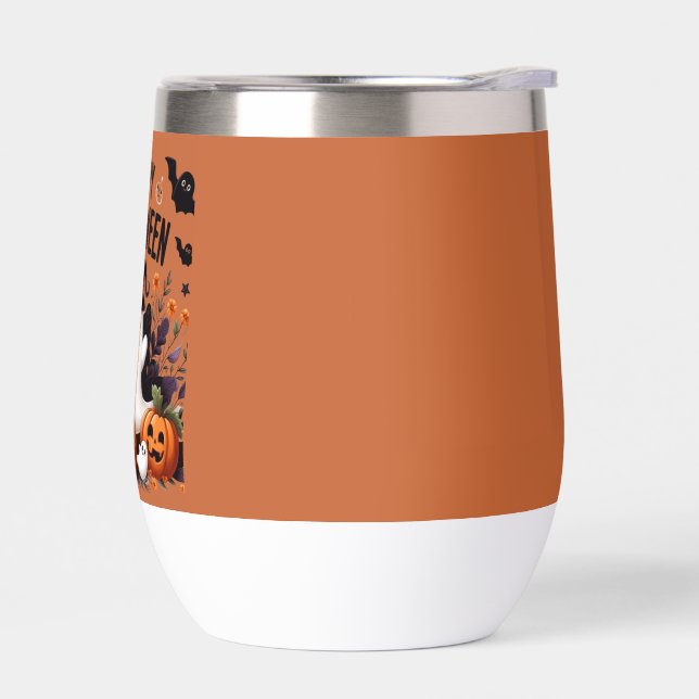 Happy Halloween Ghost and Pumpkins Fun Art Tee (Left)