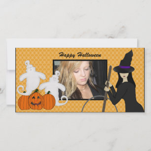 Happy Halloween Ghost and Witch Photo Cards