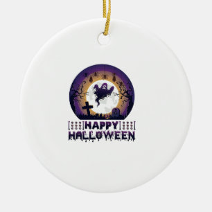 Happy Halloween Ghost Bats Spiders_1 Ceramic Tree Decoration