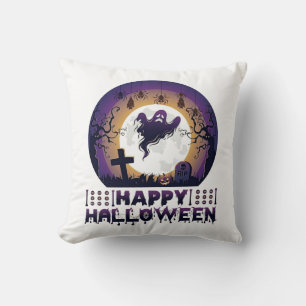 Happy Halloween Ghost Bats Spiders_1 Cushion
