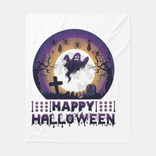 Happy Halloween Ghost Bats Spiders_1 Fleece Blanket