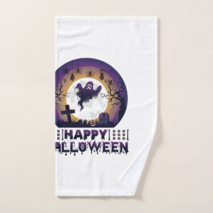 Happy Halloween Ghost Bats Spiders_1 Hand Towel