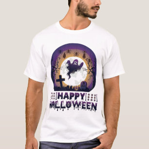 Happy Halloween Ghost Bats Spiders_1 T-Shirt