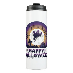 Happy Halloween Ghost Bats Spiders_1 Thermal Tumbler