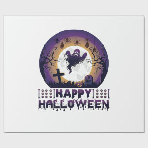 Happy Halloween Ghost Bats Spiders_1 Wrapping Paper
