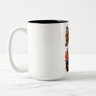 Happy Halloween Ghost & Black Cat Pumpkin | Two-Tone Coffee Mug