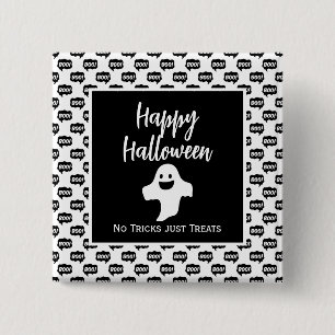 Happy Halloween ghost boo no tricks just treats 15 Cm Square Badge