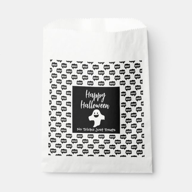 Happy Halloween ghost boo no tricks just treats  Favour Bags (Front)