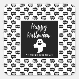 Happy Halloween ghost boo no tricks just treats Square Sticker
