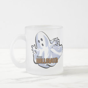 Happy Halloween Ghost Cartoon Frosted Glass Coffee Mug
