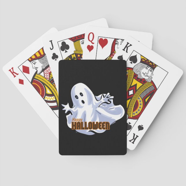 Happy Halloween Ghost Cartoon Playing Cards (Back)