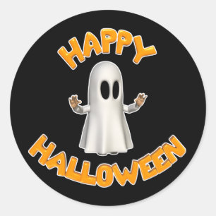 Happy-Halloween-Ghost Classic Round Sticker