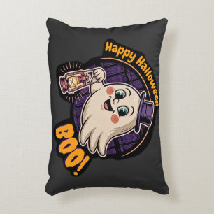 Happy Halloween Ghost – Cute Boo Lantern Spirit 👻 Decorative Cushion