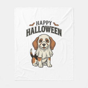 Happy Halloween Ghost Dog Vintage Engraving Shirt_ Fleece Blanket