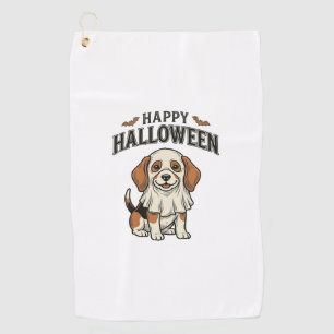 Happy Halloween Ghost Dog Vintage Engraving Shirt_ Golf Towel