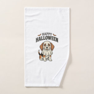 Happy Halloween Ghost Dog Vintage Engraving Shirt_ Hand Towel