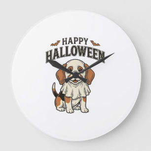 Happy Halloween Ghost Dog Vintage Engraving Shirt_ Large Clock