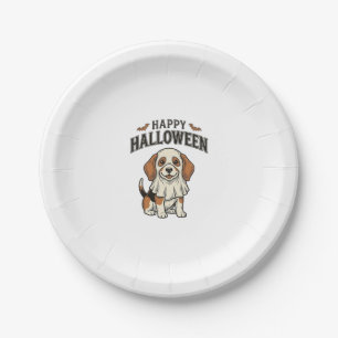Happy Halloween Ghost Dog Vintage Engraving Shirt_ Paper Plate