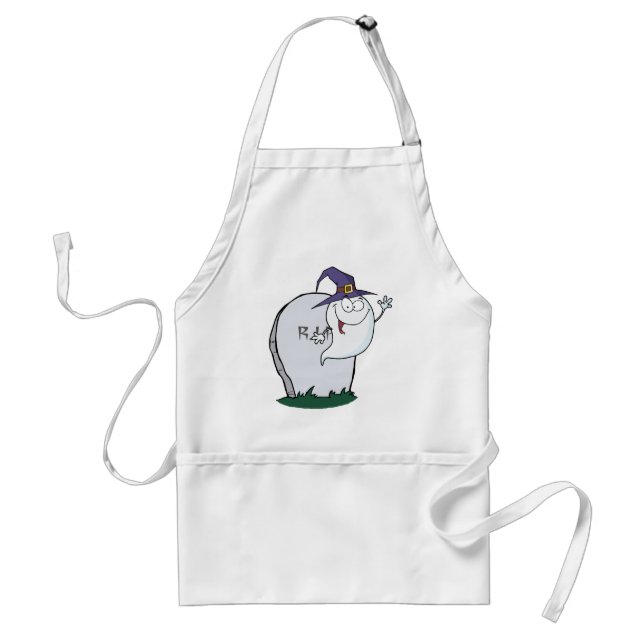 Happy Halloween Ghost Flying Next To Tombstone Standard Apron (Front)
