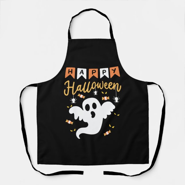 Happy Halloween Ghost Halloween Costume Apron (Front)