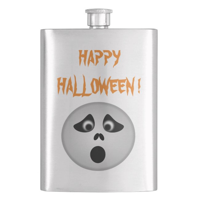 "HAPPY HALLOWEEN" GHOST HIP FLASK (Front)