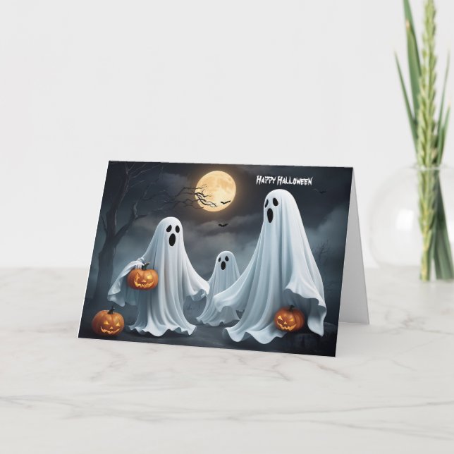 Happy Halloween Ghost Holiday Card (Front)