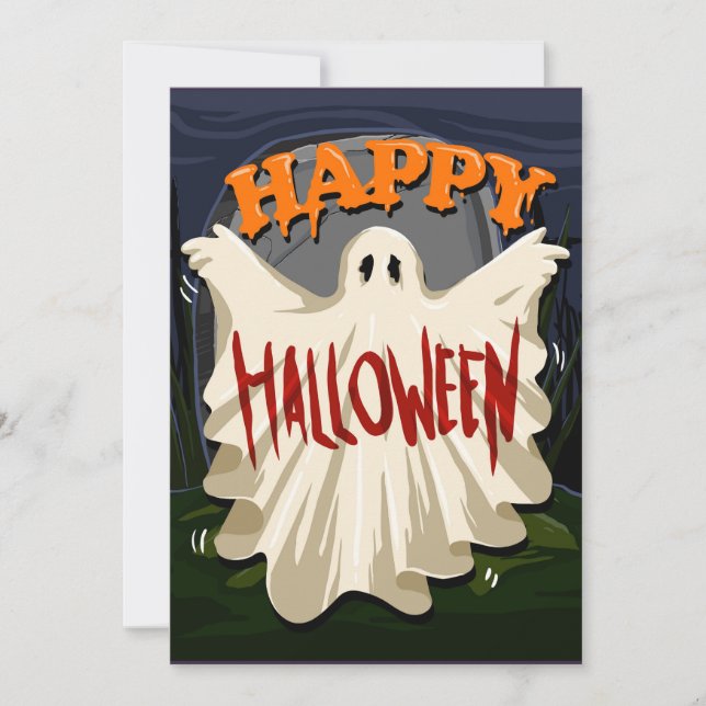 Happy Halloween Ghost Holiday Card (Front)