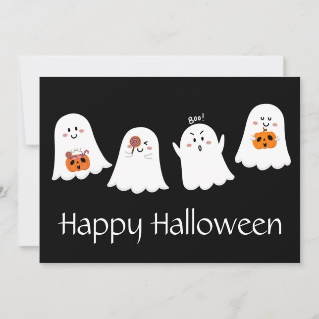 Happy Halloween Ghost Holiday Card (Front)