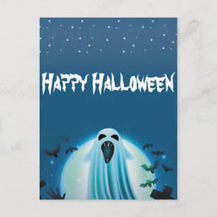 happy Halloween ghost in the night Postcard