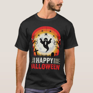 Happy Halloween Ghost Moon Graveyard Vector T-Shirt