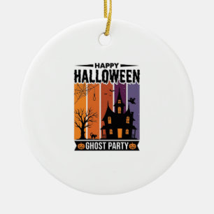 Happy Halloween Ghost Party Haunted House Shirt De Ceramic Tree Decoration
