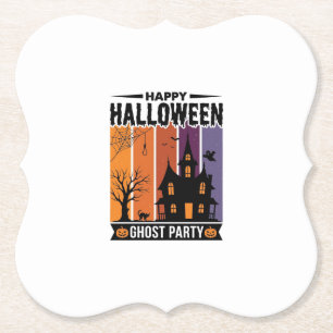 Happy Halloween Ghost Party Haunted House Shirt De Paper Coaster