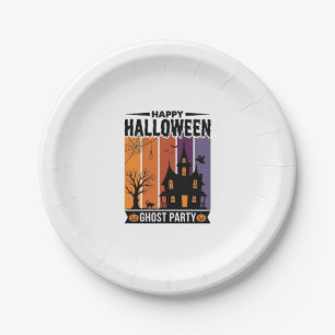 Happy Halloween Ghost Party Haunted House Shirt De Paper Plate