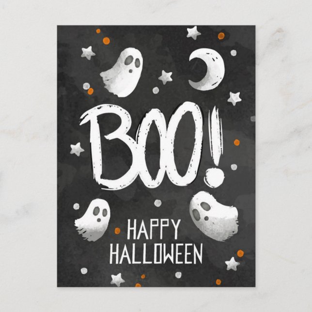 Happy Halloween Ghost Postcard (Front)
