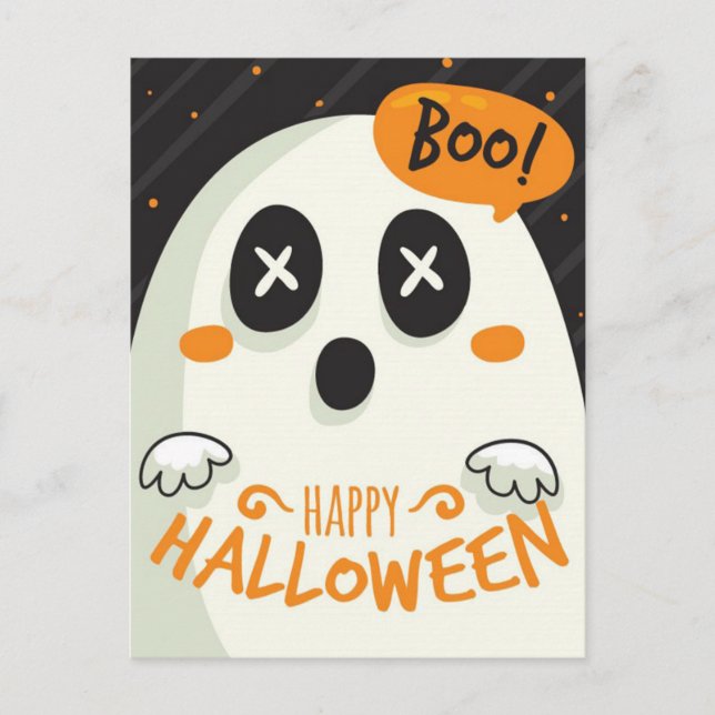 Happy Halloween Ghost Postcard (Front)