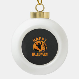 Happy Halloween Ghost Pumpkin Vector Design Ceramic Ball Christmas Ornament