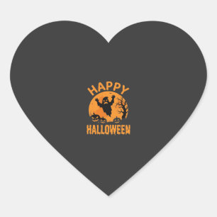 Happy Halloween Ghost Pumpkin Vector Design Heart Sticker