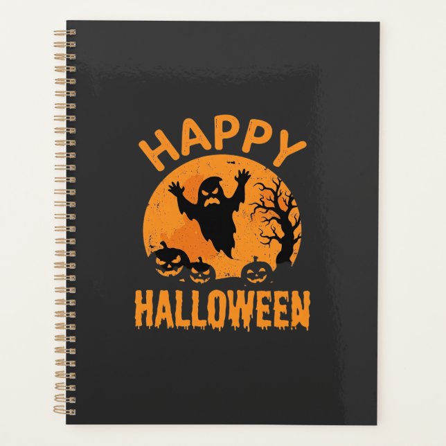 Happy Halloween Ghost Pumpkin Vector Design Planner (Front)