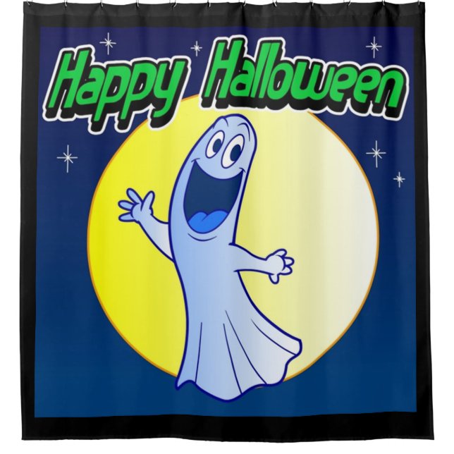 Happy Halloween Ghost Shower Curtain (Front)