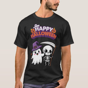 Happy Halloween Ghost & Skeleton T-Shirt