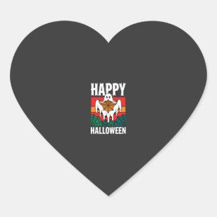 Happy Halloween Ghost Spiderweb Retro Heart Sticker