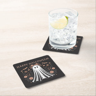Happy Halloween Ghost Square Paper Coaster