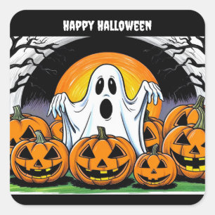 Happy Halloween Ghost Square Sticker