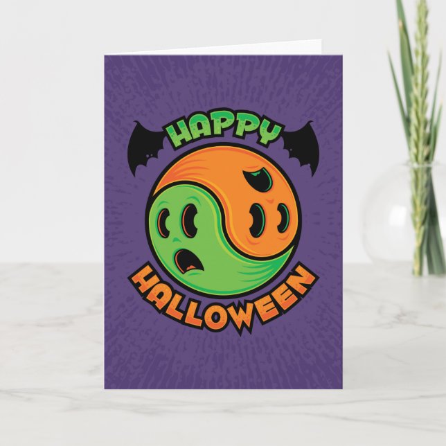 Happy Halloween Ghost Yin-Yang Card (Front)