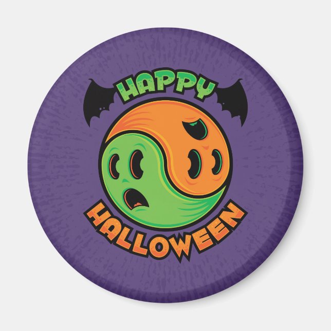 Happy Halloween Ghost Yin-Yang Magnet (Front)