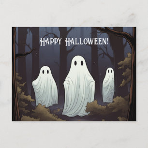Happy Halloween Ghosts in a Forrest Postcard