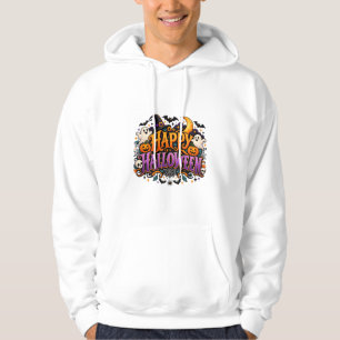 Happy Halloween Ghosts Skulls and Pumpkins Greetin Hoodie