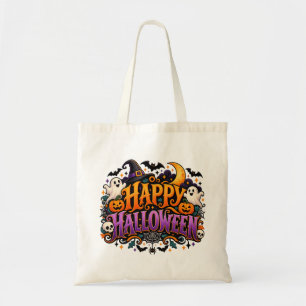 Happy Halloween Ghosts Skulls and Pumpkins Tote Ba Bag